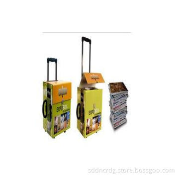 Colorful Paper Cardboard Trolley Case 2 Pulleys For Books D